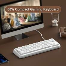 65% MageGee TS91 Mini White/Black Membrane Keyboard With RGB Backlit, Silent & Machanical Feeling & Creamy Typing, Suitable For Gaming Player & Work Officer, Home, Family, Gift, Perfect For Desktop/Laptop - View 6