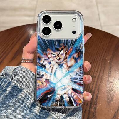 Dragon Ball Z Son Goku Kamehameha Blue Energy Burst Dynamic Anime Print Phone Case Suitable For IPhone 17/17 Pro/17 Pro Max/17 Air/16/15/14/13/12/11/X Series Iphone 17 Pro Max Case Iphone 17 Pro Case Iphone 17 Case The Girlfriend,Ideal Gift For Anime Fans