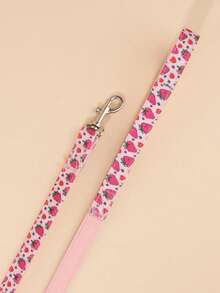 Pink Background Strawberry Print Collar And Leash Set, Printed Strawberry With Buckle Collar, Dog Supplies, Pet Supplies, Suitable For Outings And Play, Suitable For Medium And Small Dogs - Pink - View 5