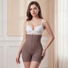 Summer moldeadores de cintura alta con tres botones, control de abdomen y levantamiento de glúteos, estilo europeo y americano, tallas grandes, elásticos, para moldear la cintura. - Morado - Ver 2