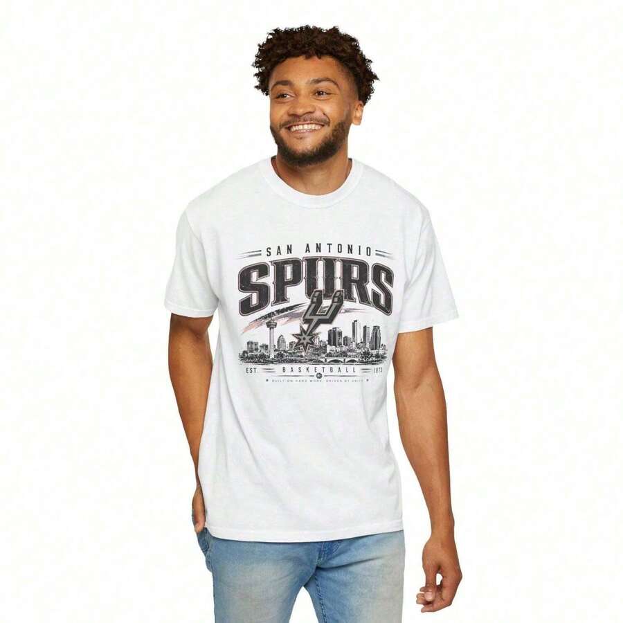 Camiseta Vintage con el Logo de los San Antonio Spurs N8A, Camiseta del Equipo de Baloncesto (1) - Blanco - Ver 1