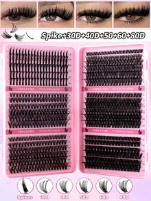 720/684/648/200片多款D捲度簇裝假睫毛套組，8-16mm大容量單簇假睫毛，居家易上手，適合日常配戴、約會、旅行、攝影、婚禮、假日與Cosplay - 彩色 - 查看 13