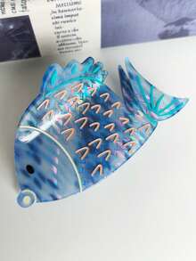 1pc Ocean Series Tropical Fish Shaped Hair Claw Clip, Acetate Hair Claw For Women, Half-Up Hair Accessory, Fun Creative Beach Hair Clip, Versatile Daily Seaside Hair Accessory, Summer Accessory - Multicolor - View 5