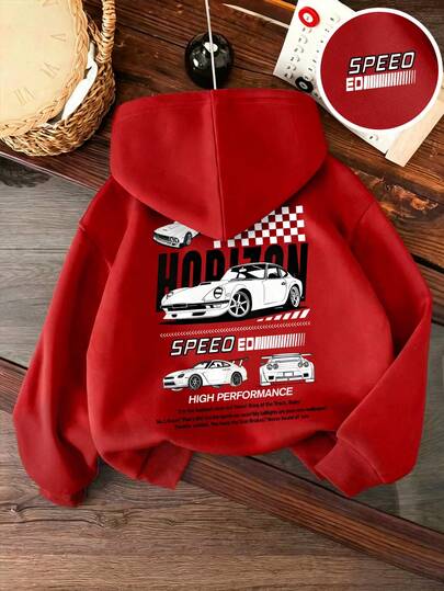 Sweat-shirt-shirt chaud à motif voiture pour jeune garçon