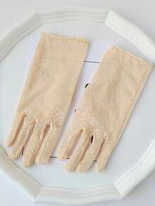 Sarung Tangan Pelindung Matahari Renda Musim Panas, Sarung Tangan Pesta Jala Tipis Bernapas, Sarung Tangan Pertunjukan Tari Panggung - A - View 7