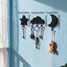 1 Set No-Drill Star Moon Cloud Wall Hanging Rack Hooks Suitable For Keys And Accessories - View 4