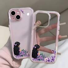1 buah Casing Ponsel Bingkai Pink Transparan Minimalis Pelindung Lensa Anti Jatuh Anti Benturan Motif Gaun Ungu untuk Tampilan Belakang Wanita, Kompatibel dengan iPhone 16 Pro Max 17/16/15/14 Plus/13/12/11 Air dan Seri Lainnya - MultiWarna - View 2