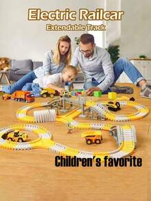 Bestselling Children's DIY Building Block Track Assembly Toy, Electric Track Engineering Vehicle Set Assembly Toy, Electric Track Racing Car Toy, Children's Educational Track Car Small Train, Connectable Track Design, Perfect For Christmas, Easter, Halloween, New Year And Birthday Gifts. Batteries Not Included - Multicolor - View 4