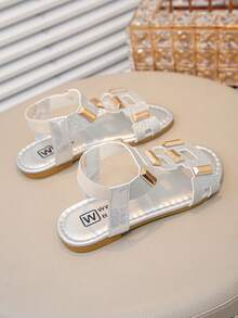 Luxury-Lite Shiny Girls' Sandals, Single Sole Design, Perfect Choice For Birthday Parties And Photo Shoots, Stand Out - Silver - View 6