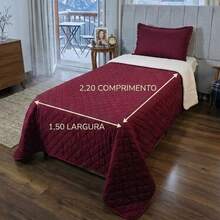 Single/Queen Double-Sided Bedspread Set With Sherpa Alaska 03 Pieces - Premium Soft Touch - 葡萄酒 - 查看 5