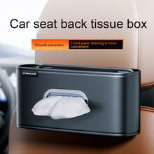1pc Car Tissue Box, Car Tissue Holder, Car Tissue Dispenser, Multi-Functional Elastic Band PU Leather Center Console Seat Back - Black - View 10