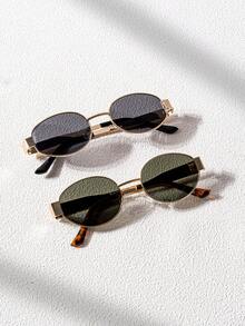 1pc/2pcs Black & Brown Metal Frame Oval Eyeglasses For Women, Suitable For Daily Use, Travel, Vacation, Beach - Multicolor - View 18