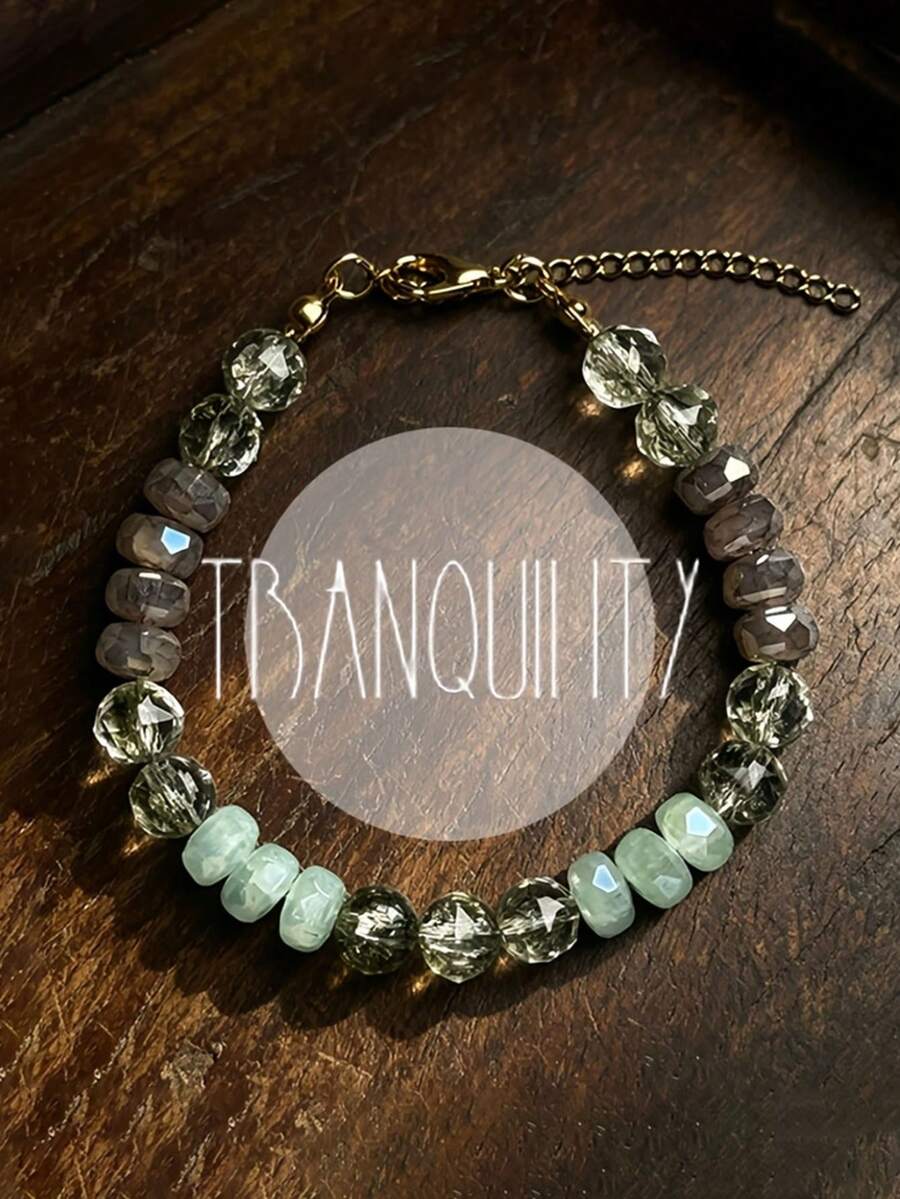 1 pieza Pulsera de Piedra de Luna Gris y Labradorita, Pulsera Tejida a Mano Elegante y Vintage de Moda para Mujeres, Mejor Opción para Regalos a Familiares y Amigos o Uso Diario - Multicolor - Ver 1