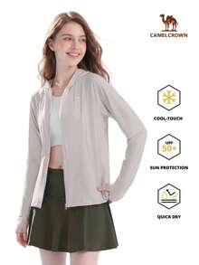 CAMEL CROWN Jaqueta Leve, Respirável e de Secagem Rápida com Proteção Solar para Mulheres, Design Unissex, Adequada para Primavera e Verão - Chá frio cinza - Visão 1