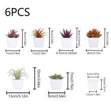 3件套仿真多肉植物迷你盆栽套装，绿色和粉色仿真微型植物，适用于花园、书桌、房间、窗台、办公室装饰、婚礼布置、家居装饰 - 彩色 - 查看 22