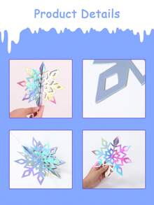18 pièces Décorations de flocons de neige suspendus irisés, Guirlande de flocons de neige en papier 3D pour Noël, Décoration de fond pour fête de Noël, Ornements de flocons de neige suspendus, Décorations de Noël, Décoration de plafond, Décoration de fête d'hiver, Décoration de fond pour fête d'anniversaire thème Frozen, Décoration de mariage, Accessoires photo pour fête de Noël, Fournitures pour fête de Noël, Cadeaux de Noël, Décorations du Nouvel An - Argent irisé - Voir 10