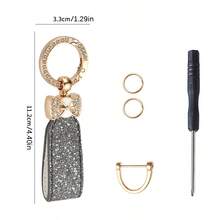 1 pieza Llavero de coche creativo con strass, estilo francés, anillo de llave de coche, colgante de mariposa con herrajes, adorno colgante exquisito, llavero versátil para mujeres - Llavero con incrustaciones de diamantes - Ver 12