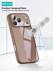 KOOLIFE 1件咖啡棕大視窗亮面透明手機殼，光滑PC+TPU混合防摔殼，復古優雅極簡獨特美學設計，加高全鏡頭防刮保護殼，適用 18pro/18pro Max/17/17pro/17promax/17Air/16/15/14/13 - 棕色 - 查看 3