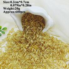 600pcs 2*7mm Magic Glass Beads, DIY Cross Stitch Beading Materials, Bracelet & Necklace Accessories - Yellow Gold - View 4