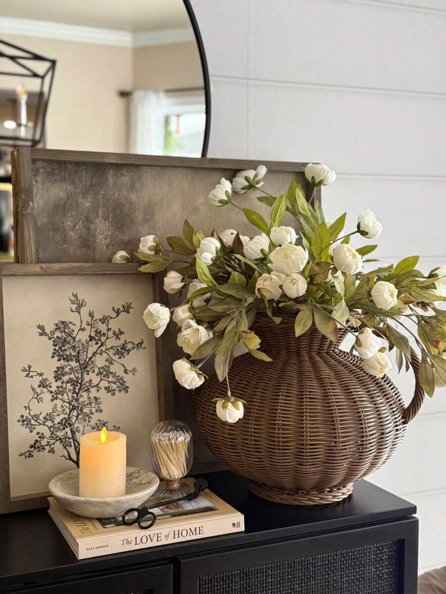 1pc 27-Inch Artificial Silk Peony Flower Vase Decor, Suitable For Wedding, Vase Filler, DIY Bouquet, Centerpiece, Bridal Shower, Office Decoration - Multicolor - View 1