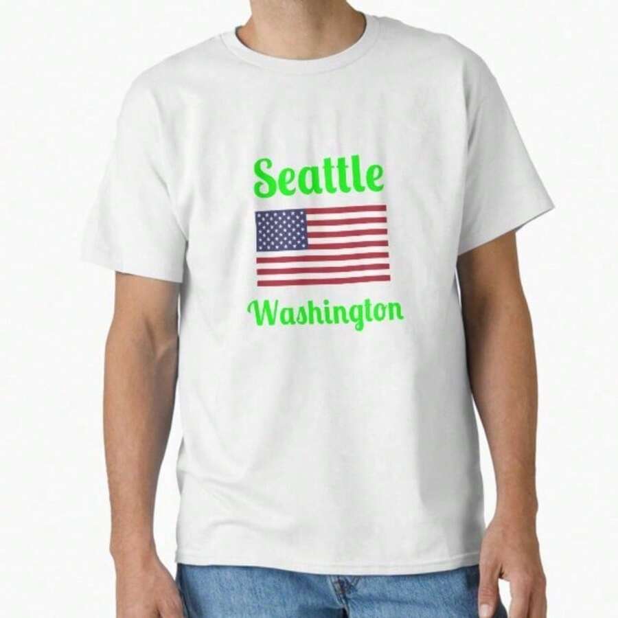 Camiseta con la aguja espacial frente a una ciudad colorida - Verde - Ver 1