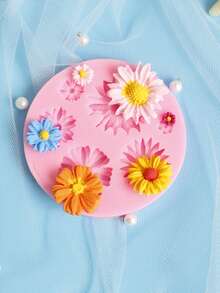 1pc Mini Sunflower Candle Mold, 3D Flower Silicone Mold, Suitable For Soap, Resin, Clay, DIY Handmade Candle Making Tool - Pink - View 5