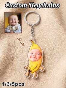 Custom Acrylic Keychains, Fun Commemorative Pendants, Perfect For Baby's Birthday, Back-To-School Season, Backpacking Trips, 1/3/5 Pieces Available. - Multicolor - View 2