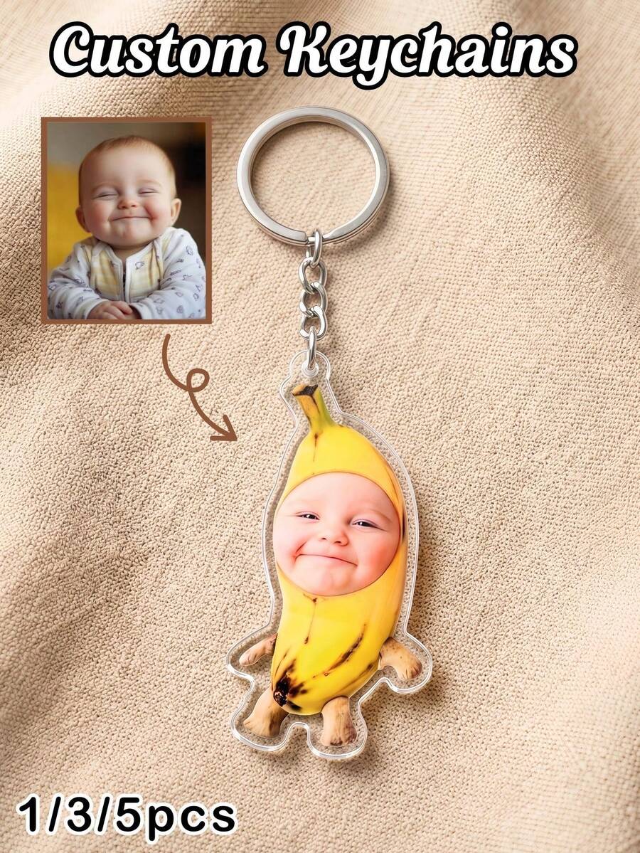 Custom Acrylic Keychains, Fun Commemorative Pendants, Perfect For Baby's Birthday, Back-To-School Season, Backpacking Trips, 1/3/5 Pieces Available.