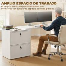 Computer Desk, Drawers, MDF, For Home Office, Study Room And Workstation, White, 163 X 39 X 75 Cm - White - View 7
