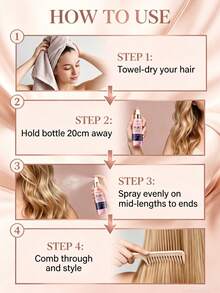 Semprotan Penghalus Rambut Multifungsi 10-in-1, Mengandung Minyak Nabati Alami, Perlindungan Panas & Pengontrol Rambut Kusut - Multi Aroma - View 11
