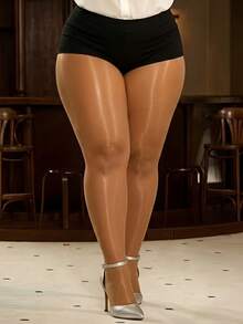 Gloss Shiny Pantyhose For Plus Size Women, Control Top Run-Resistant Tights, Silky Soft High Elastic Stretch Stockings - Multicolor - View 3