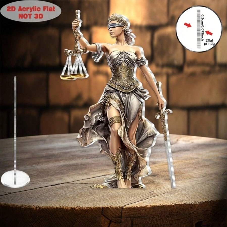 2D Flat Bohemian Style Female Justice Statue - Home, Office Acrylic Desktop Decor With Fantasy Theme, No Text, Easy To Install, Fine Craftsmanship And Intricate Details, 2D Flat - 1PC - View 1