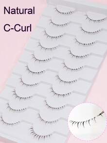 10 Pares de Cílios Postiços Inferiores Finos, Faixa Invisível Transparente, Ultra Fino Natural, Espalhado e Fofo, Macio e Leve & Amigável para Iniciantes, Reutilizável para Maquiagem Diária, Noite de Encontro & Festa - Visão 7