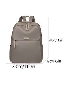 Women's Nylon Solid Color Quilted Large Capacity Versatile Backpack, Simple Casual Student Backpack, Storage Travel Bag, Commuter Bag - Khaki - View 7