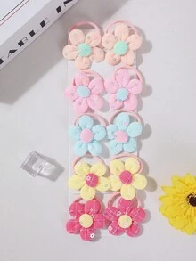 10pcs Girls Multicolor Glitter Flower Hair Clips Hair Accessories For Forehead Side Bangs And Loose Hair, Daily Use - Multicolor - View 6