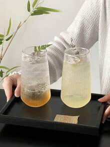 1pc Ins Style Lightweight Glass Cup, Restaurant Fruit Tea Cup, Soda Sparkling Water Cup, Cold Beverage Cup, Drinking Glass - Multicolor - View 9