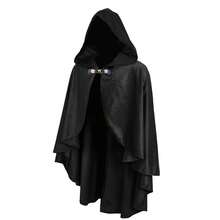 萬聖節魔法巫師角色扮演死神披風，優雅節日服裝，嘉年華裝扮道具，慶典服飾 - 黑色 - 查看 3
