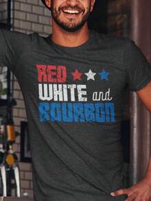Camiseta unisex, camiseta roja, blanca y azul para amantes del bourbon del 4 de julio, camiseta patriótica para amantes del bourbon, regalo para hombres, mujeres y unisex, USA. 9TIJ - Negro - Ver 1