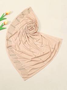 1pc New Style Mercerized Cotton Wavy Rhinestone Scarf For Women, Muslim Headscarf, Soft And Thin Long Scarf, Elegant Headscarf For Daily Outing - Multicolor - View 16