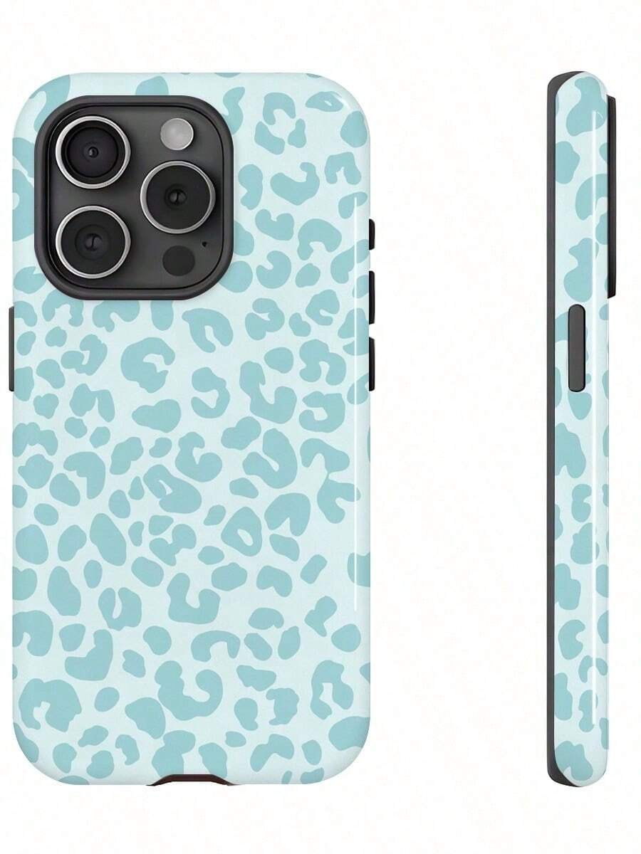 Una funda elegante para teléfono no incluye un cordón ni un soporte. Diseño anticaída dos en con estampado de leopardo azul para fundas de película. Funda para teléfono compatible con 17, 16, 15, 14, 13, 12, 11, PRO, así como S21/22/23/24/25 Ultra/FE+, A71/56/55/54/53/52/36/34/26/25/23/16/15/14/13/06. - Multicolor - Ver 1