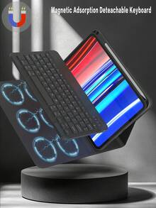 适用于 iPad 的旋转保护键盘套，兼容 iPad 第十代，采用 PU 皮革材质，适用于 iPad 10.2 英寸、9/8/7 英寸、Air 3/10.5 英寸、Pro 11 英寸（2018/2020/2021/2022 年款），配备亚克力背板和 Apple Pencil 插槽，适用于 iPad (A16) 11 英寸第十一代（2025 年款），支持 3 档角度调节，兼容 iPad Air 4/5/11 英寸 (M2) 2024 年款/(M3) 2025 年款，内置 150mAh 电池 - 黑色 - 黑色 - 查看 3