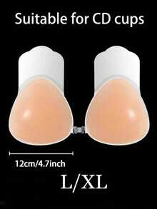 1 Pair Silicone Invisible Strapless Bra, Reusable Lifting Silicone Nipple Covers, Invisible Front Closure Self-Adhesive Push-Up Nipple Covers For Women - Champagne - View 6