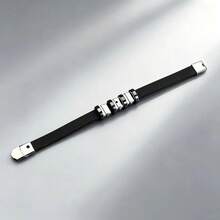 1件時尚百搭矽膠手鍊 男士時尚運動休閒飾品 精美男士禮物 - 黑色 - 查看 5