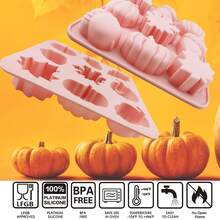 3D Pumpkin Silicone Mold, Autumn Silicone Mold, Halloween Thanksgiving Candy Mold, Autumn Maple Leaf Acorn Shaped Chocolate Candy Cake Baking Tray Mold For Cake Decoration, Cupcake Toppers, Resin Candles - Multicolor - View 4