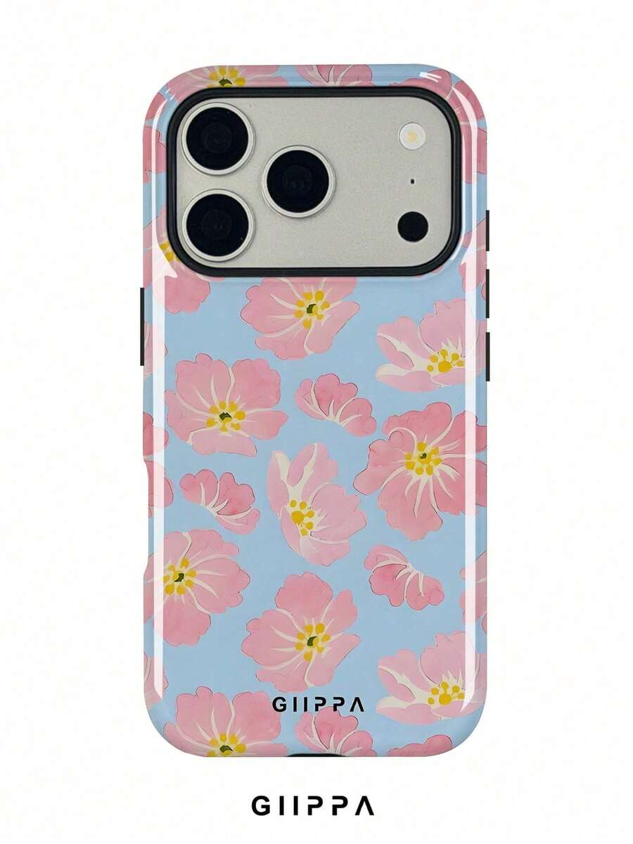 An Elegant Phone Case That Does Not Include A Lanyard Or Stand. This 17 Pro Phone Case Features A Pink Floral Design And A Soft Yellow Base, And Is Compatible With The 16 Pro, 15 Pro, And 14 Pro. A Stylish And Unique Korean-Inspired Phone Case, Compatible With The 11, 12, 13, 14, 15, And 7 Pro Plus. Its Elegant Design Is Suitable For Both Men And Women. A Perfect Gift For Girlfriends On Christmas, Valentine's Day, Easter, Wedding Season, And Birthdays. - 淺藍色 - 查看 1
