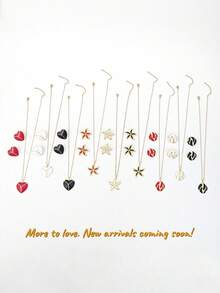 Exquisite Stainless Steel Enamel Earring & Necklace Set, Crafted From Premium Hypoallergenic Material. Perfect Match For Blouses, Tees And Blazers - Multicolor - View 9