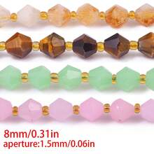 18-21 pièces Perles de pierre naturelle colorées en forme de losange pointu, perles d'espacement, accessoires de matériau semi-fini pour bijoux faits main DIY, perles en vrac - perles pointues en losange - Voir 5