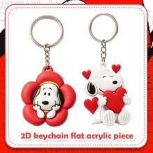 Set Gantungan Kunci Snoopy Tema Hati Hari Valentine (2 buah), Gantungan Kunci Snoopy Berbalut Bunga Merah & Memeluk Hati, Aksesori Multifungsi untuk Kunci Mobil dan Tas Tangan, Aksesori Kasual & Hadiah Kejutan Ulang Tahun - MultiWarna - View 7