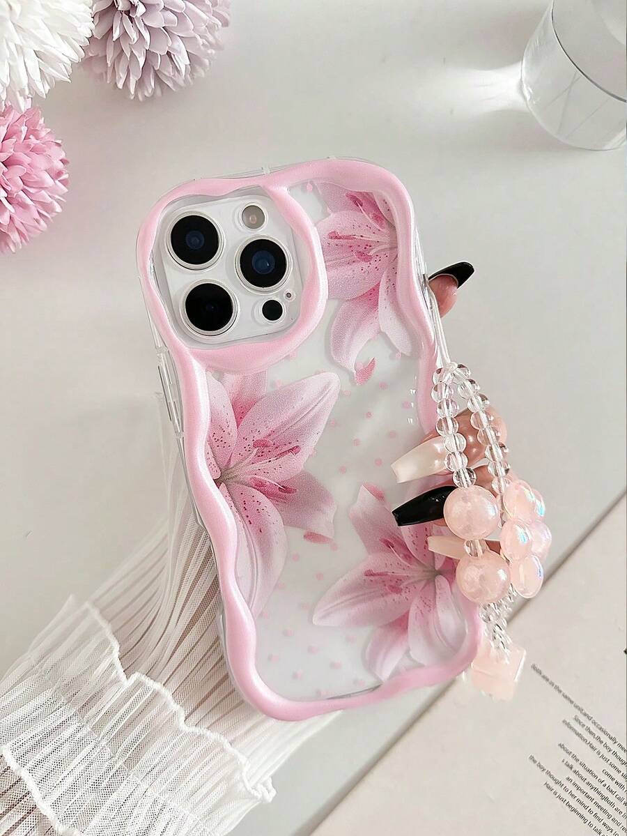1 Piece Of Fashionable Phone Case. Does Not Include Lanyard Or Stand. Blue Floral Novelty Cream Flower Textured Wavy Floral Painted Edge Anti-Drop Phone Case With Bracelet Accessory, Compatible With IPhone 17 Pro/17 Air/17/17 Pro Max/16/11/16 Pro/16 Plus/16 Pro Max/16e/15 Pro Max/13/14/12/XS/XR/7G/8P, Galaxy S25/S25 Plus/S25 Ultra/A16/A36/A26/A56/A50/A12/A32/A52/A72/A51/A21S/A13/A14/S24/S24 Plus/S24 Ultra, S22/A52/A53/A54/A55/S23, 11/12 Pro/12/12X/13 Pro/14 Pro/15 Pro, 10/9/Note 9/12c/Note 11 Pro/Note 8 Pro Spring - 多色 12 - 查看 1