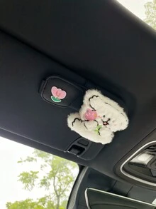 1 pieza Nuevo clip de gafas para parasol de coche con diseño de cachorro de dibujos animados y tulipán, multifuncional con 2 ranuras, de cuero PU, para boletos y tarjetas, soporte de almacenamiento de gafas de moda - multicolor - Ver 8